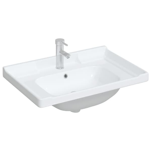 vidaXL håndvask, hvid, 71x48x23 cm, rektangulær, keramik