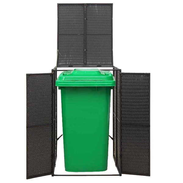 vidaXL affaldsbeholderdæksel sort 70x80x117 cm polyrattan