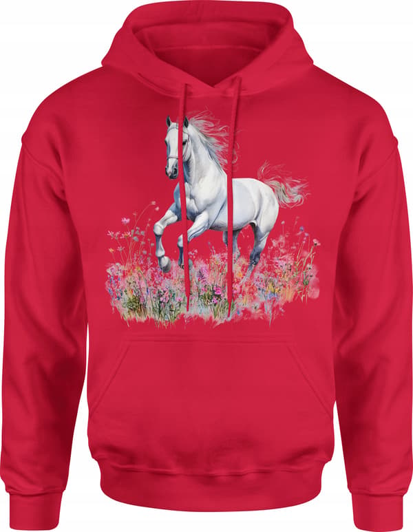 HERRE HESTE SWEATSHIRT, HESTEPRINT, BOMULDSTRYK MED DYR, L