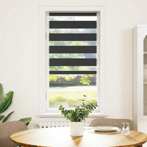 vidaXL Zebrarullgardin, svart, tygbredd 60,9 cm, polyester