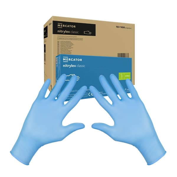 Nitrilhandsker S blå Mercator Nitrylex Classic 100 stk. karton 10-pak