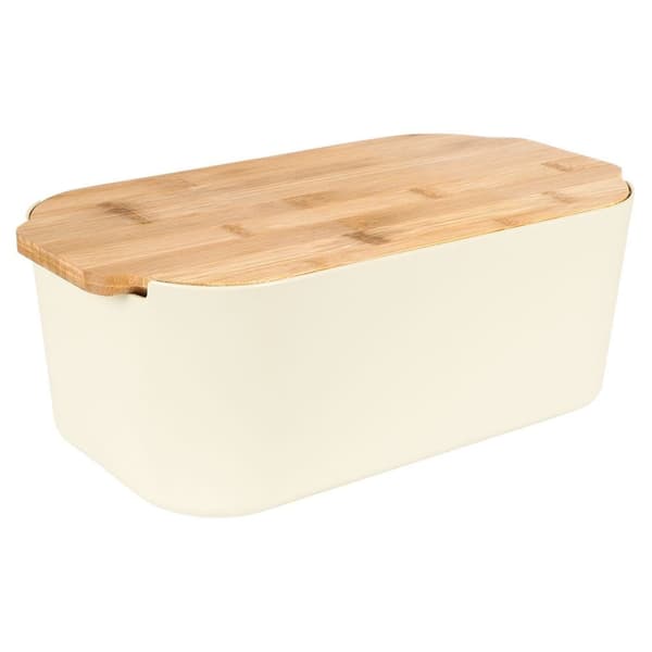 Brödbox med bambubräda beige 33x18,5x12 cm