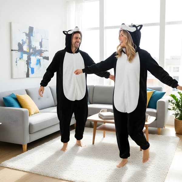 Kigurumi Pyjamas Kostume Sort Husky Størrelse: 145 - 155 cm