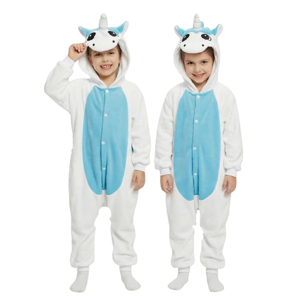 Kigurumi-pyjamas enhörning förklädnad vit barn 135-145 cm