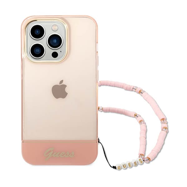 Guess Translucent Pearl Strap - iPhone 14 Pro-skal (rosa)
