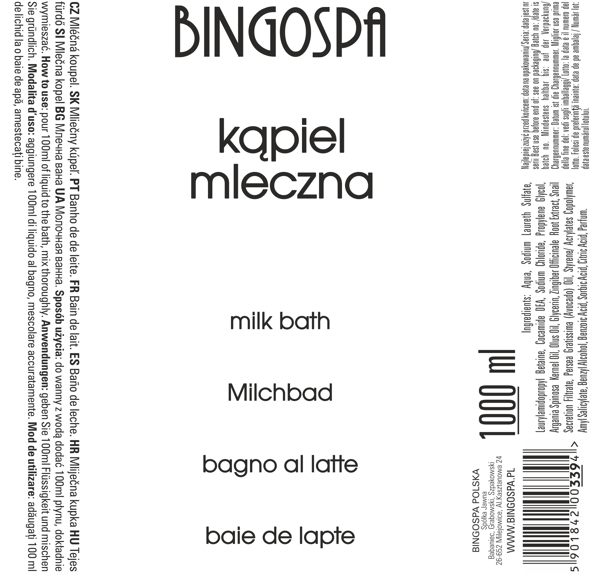 Bingospa mjölkbad 1000 ml