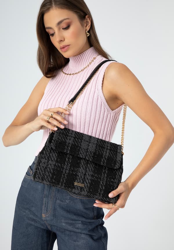Wittchen Dame Bouclé Messenger Taske, Sort, Polyester