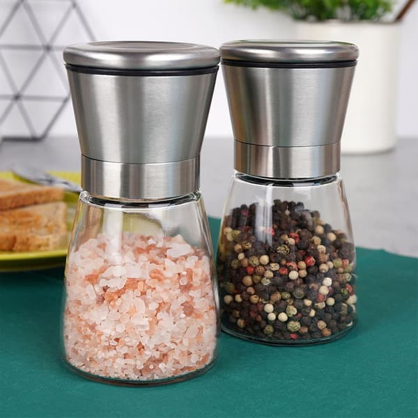 Glas peppar- och saltkvarn 2 st 13,5 cm