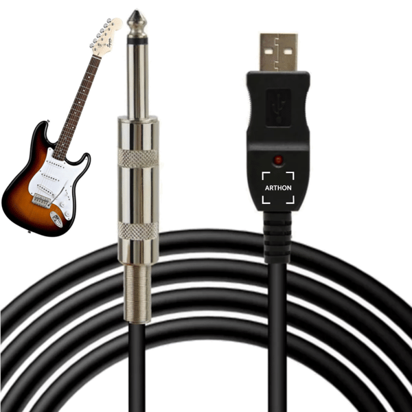 Kitaran liitäntäadapteri jack 6,3 mm - USB 2.0 A -kaapeli 3 m