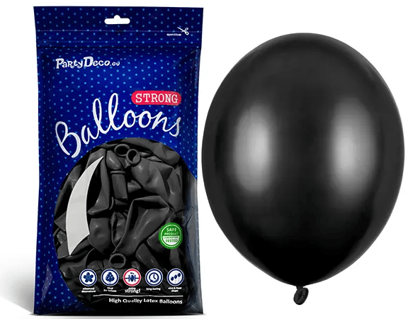 Metalliska svarta ballonger 12 cm 100 st.