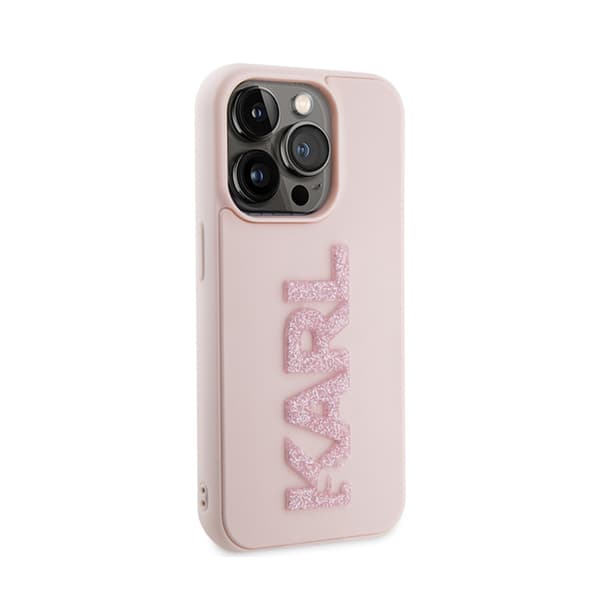 Karl Lagerfeld 3D Rubber Glitter Logo - iPhone 15 Pro Max-skal (rosa)