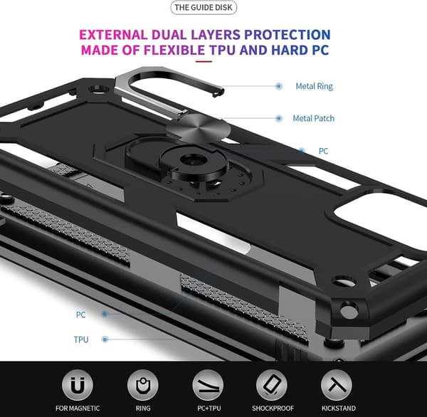 ETUI TIL SAMSUNG GALAXY A03s SORT ARMOR + 2x HÆRDET GLAS