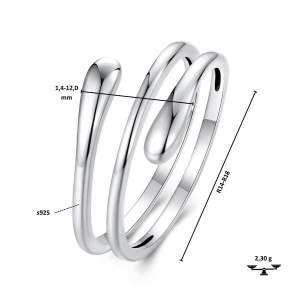 Elegant silverring som flätar om fingret, silver 925