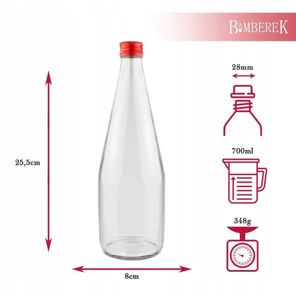 10x flasker KROPLA 700ML til juice, sirup, vodka, vin, bryllupsgaveflaske
