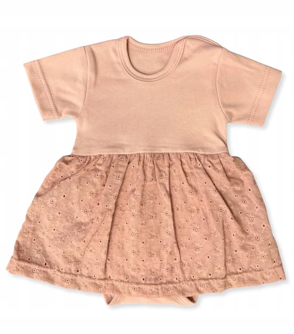 Bododress barnklänning storlek 104 kortärmad broderad puderrosa
