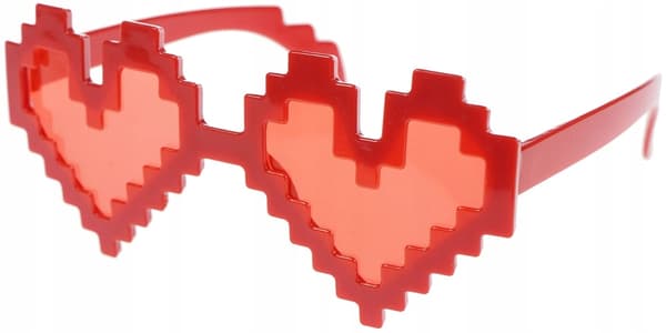 PIXEL-LASIT Pixels Hearts SYDÄMET Punainen ystävänpäivän karnevaalipallo