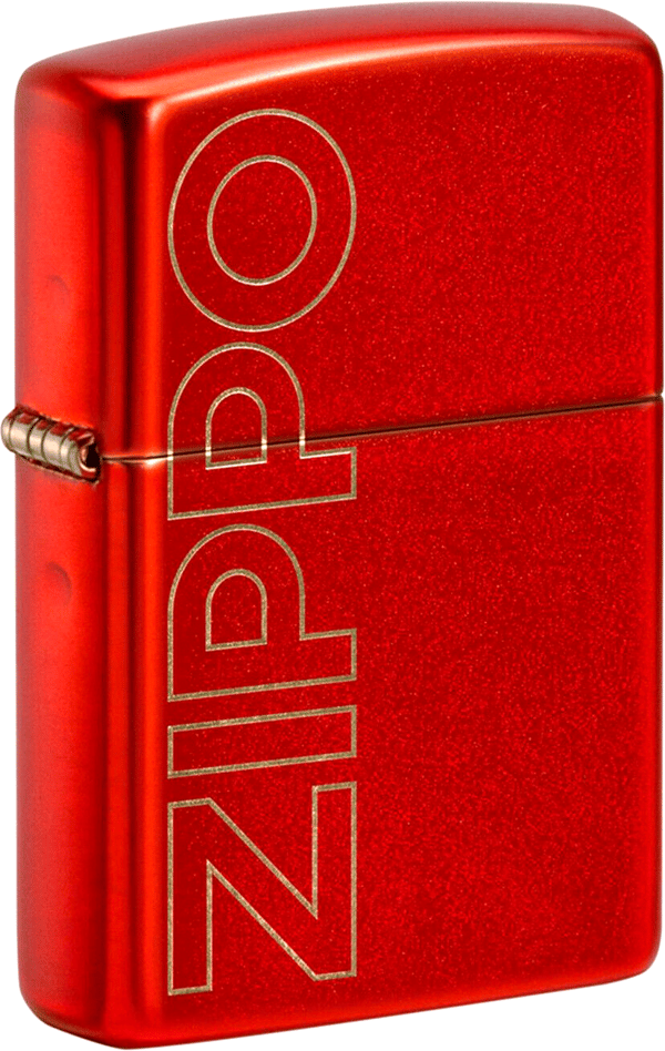 Zippo lighter RØD metallisk laserlogo 60005926