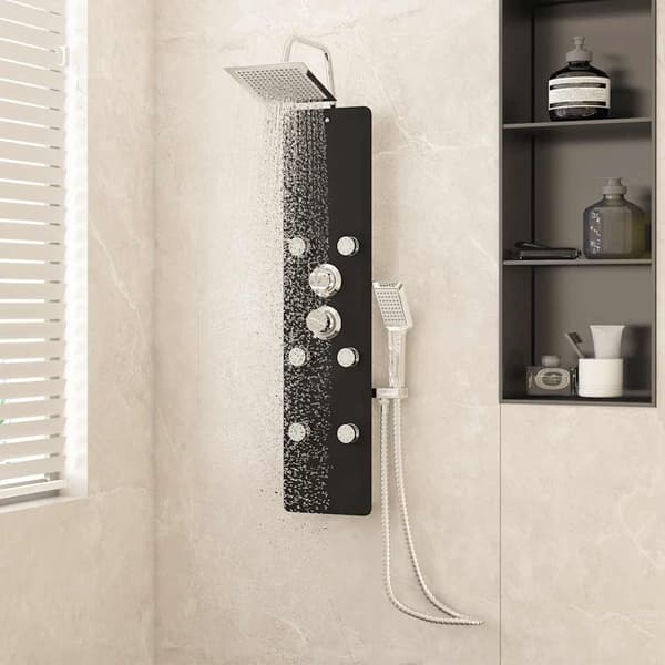 vidaXL brusepanel, glas, 25x47,5x130 cm, sort