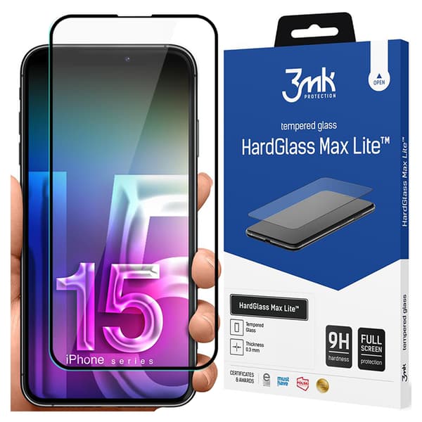 Apple iPhone 15 Plus/16 Plus - 3mk HardGlass Max Lite Svart