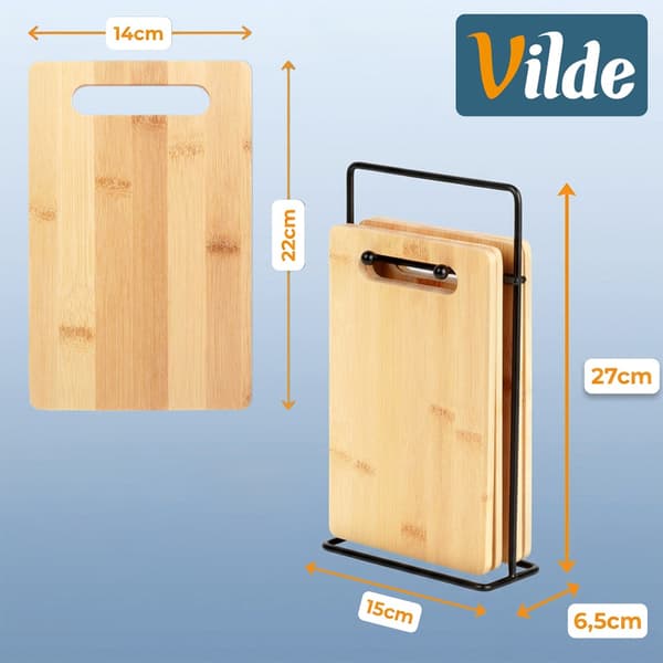 Bambu skärbrädor med stativ 22x14 cm 5 st