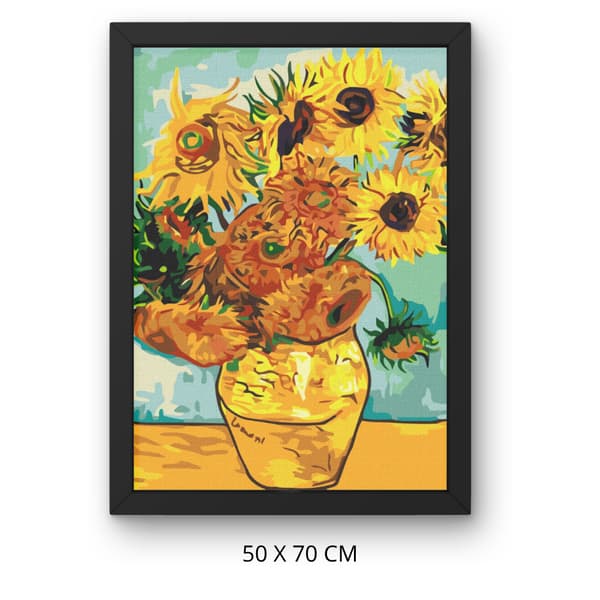Måla efter siffror-tavel med ram Solrosor Van Gogh 50x70 cm