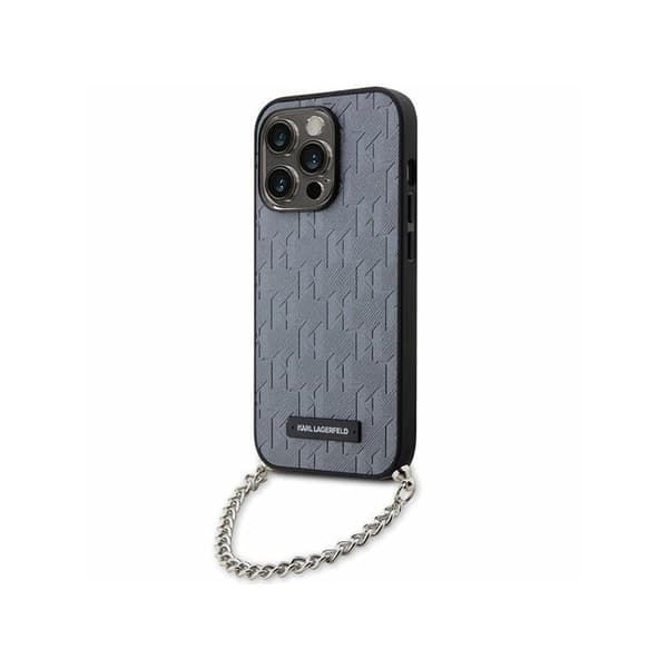 Karl Lagerfeld Saffiano Monogram Chain - iPhone 14 Pro cover (sølv)