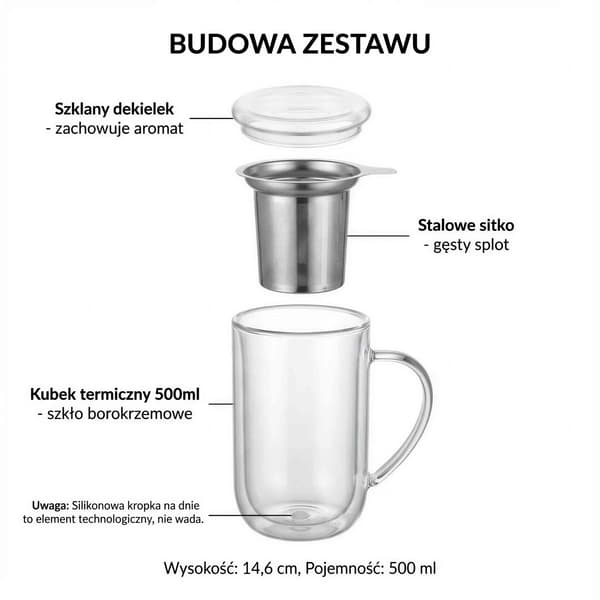 Krus i termisk glas til vinterte og urter, 500 ml låg