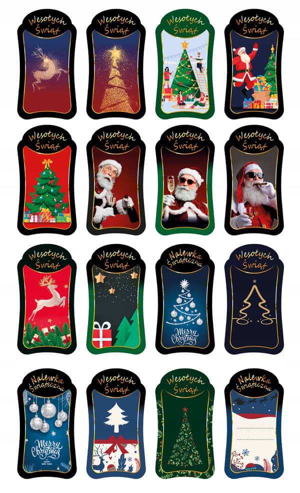 10x premium juletiketter för jullikörflaskor