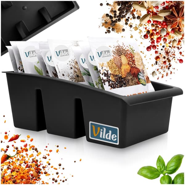 Svart kryddorganizer 25x15x9 cm