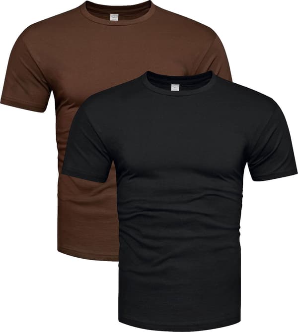 2-pak premium bomulds t-shirts sort og brun - L