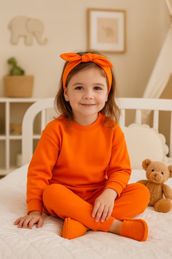 BOMULL 110 BARNPYJAMAS för barnrum, 2-delad, ORANGE