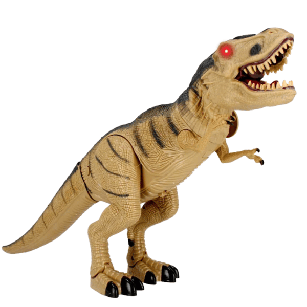 Fjernstyrede dinosaur-vandreture, hovedbevægelse, poter, damp, lyd, lys 52 cm
