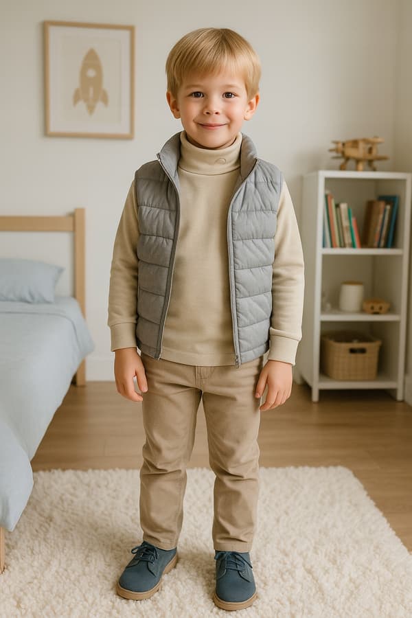 Barn varm polotröja 128 höghalsad blus beige