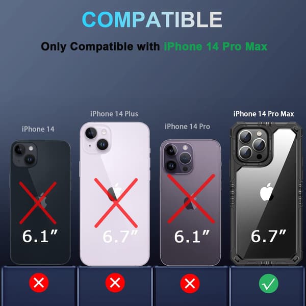 ETUI TIL IPHONE 14 PRO MAX 6,7' KLAR BAGSIDEN SORT RAMME