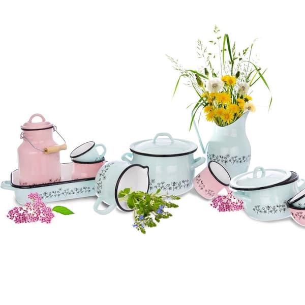 Emaljerad gryta med lock blå LOUKA 16 cm, 2,3 l