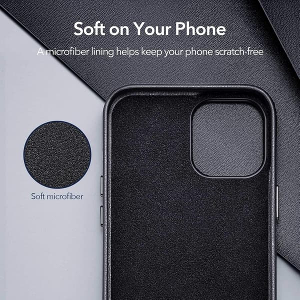 FODRAL TILL APPLE IPHONE 12 PRO MAX SVART LÄDERIMITATION MED SOLID BAKSIDA