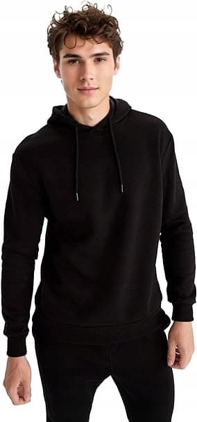 DEFACTO HERR SVART HOODIE BASIC SMOOTH M 3H2G6* M 3_2