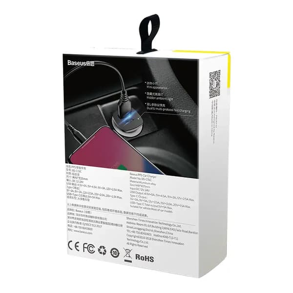 Baseus Square PPS QC4.0 / PD3.0 Billaddare 5A 30W (Svart)
