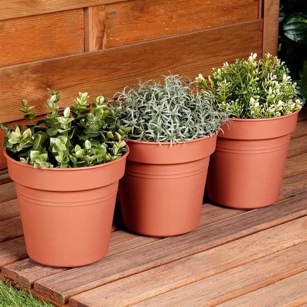 Rund plastträdgårdskruka 17 cm 3 st
