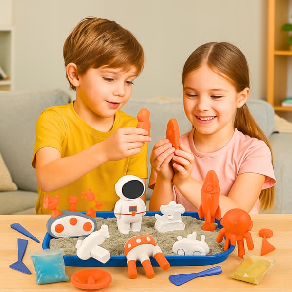 Kinetisk Sand Piaskolina Set för Barn Rymd Formar Bräda DIY
