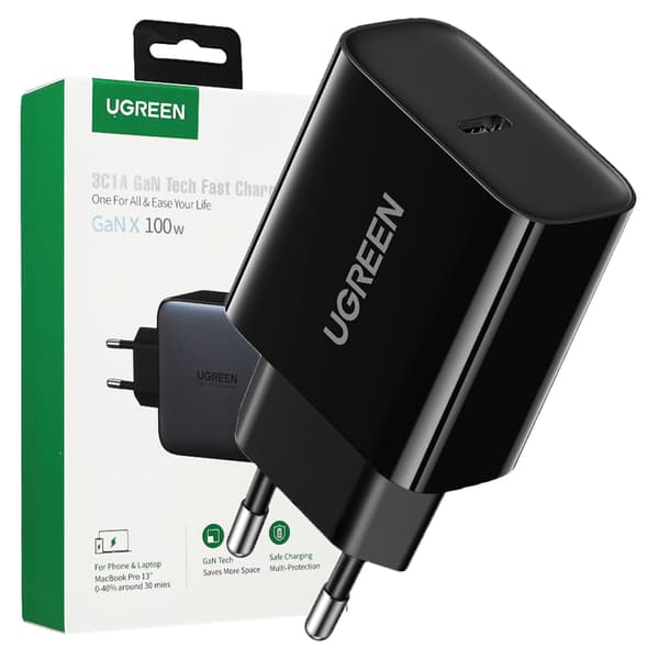 EU UGREEN CD137 USB-C vægoplader, 20W, PD3.0 (sort)