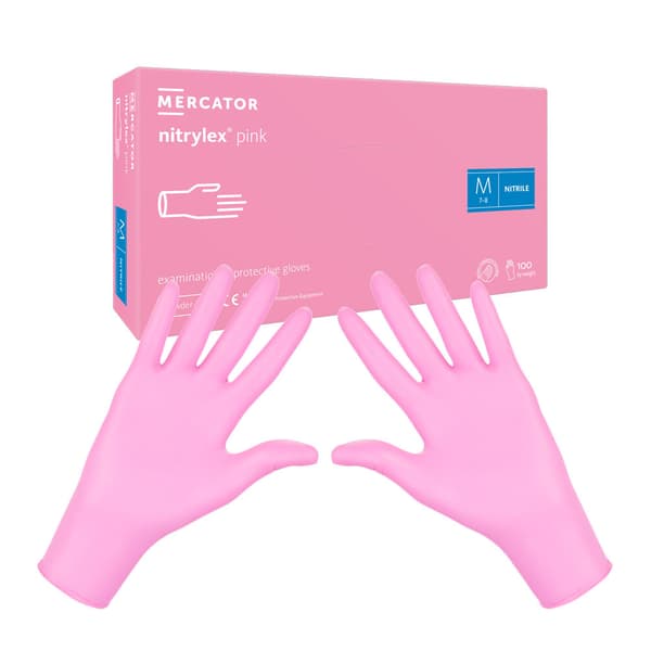 Nitriilikäsineet M pinkki Mercator Nitrylex Pink 100 kpl