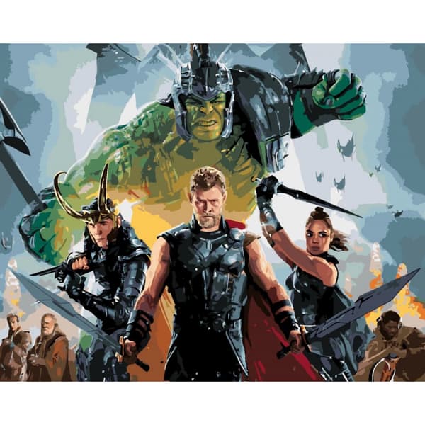 Målning med siffror med ram Thor Ragnarök 50x40 cm
