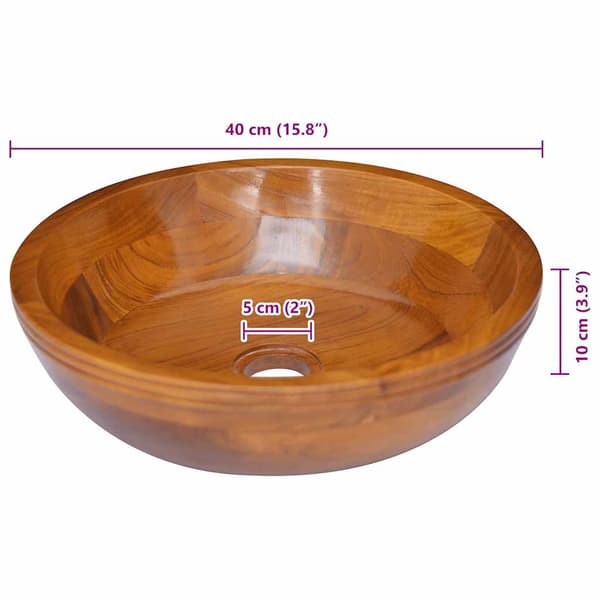 vidaXL håndvask i teaktræ 40x10 cm