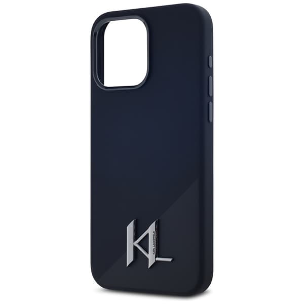 Karl Lagerfeld Silikone Shadow Metal Initial MagSafe-etui til iPhone 15 Pro Max (sort)