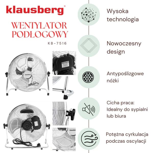 VENTILATOR GULVCIRKULATIONSPUMP 60W KLAUSBERG KB-7516