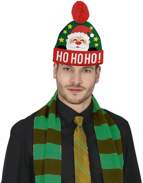 Vinterjulmössa med Pompom Jultomten Ho Ho Ho Jul