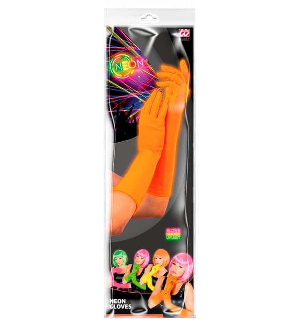 Neonorange lange retrohandsker 40 cm