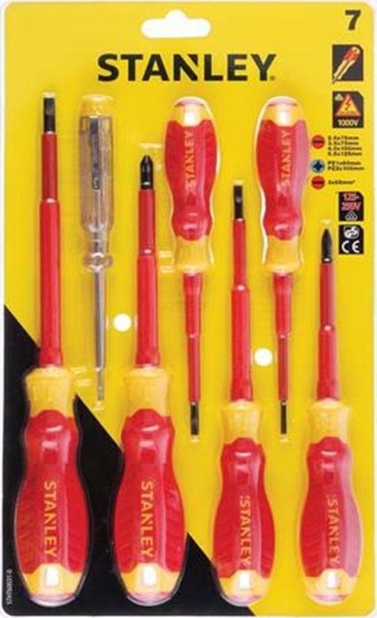 STANLEY 7-delt VDE-skruetrækker PZ2+SL4+tester