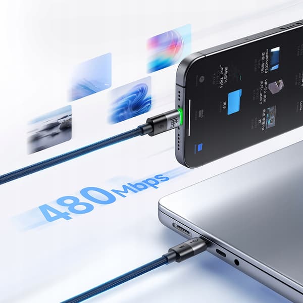 MCDODO USB-C-KABEL 2-I-1 SNABBLADDNING FÖR IPHONE MACBOOK LED 100W 2M